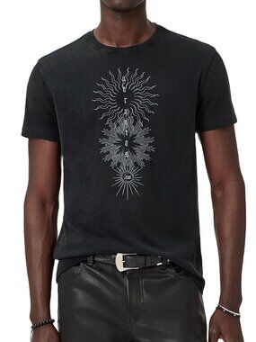 John Varvatos Men's Rays Varvatos XXV Embroidery Graphic T-Shirt Edgy Vibe Black
